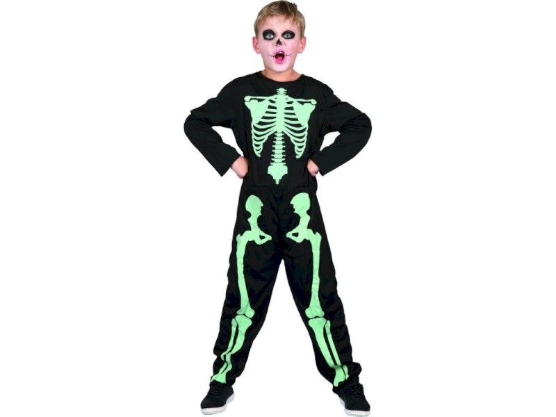 09239 - Šaty na karneval -kostra svítící ve tmě, 130 - 140  cm