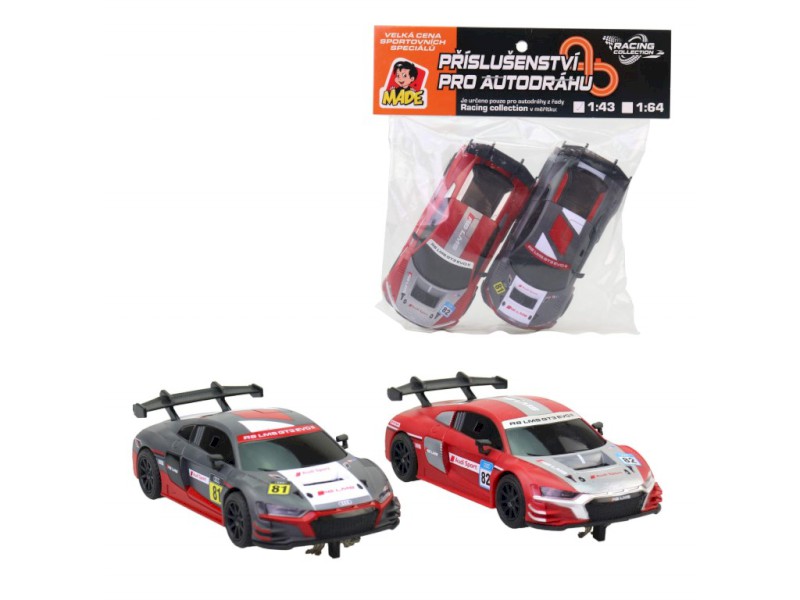 Náhradní autíčka k autodráze s licencí Audi, v sáčku, 2 ks Náhradní autíčka k autodráze s licencí Audi, v sáčku, 2 ks