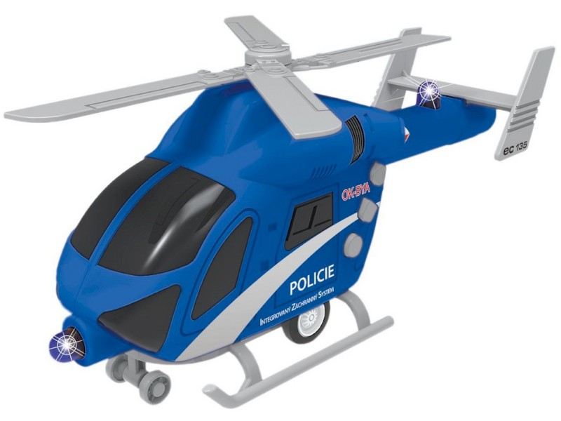 07633 - MADE Vrtulník policejní na setrvačník, na baterie se světlem a zvukem, 20 cm