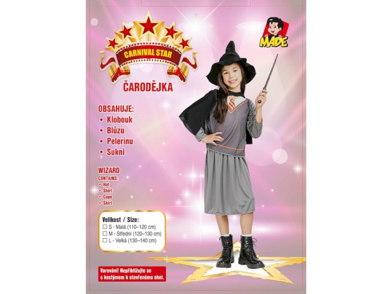 Šaty na karneval - čarodějnice, 120-130 cm