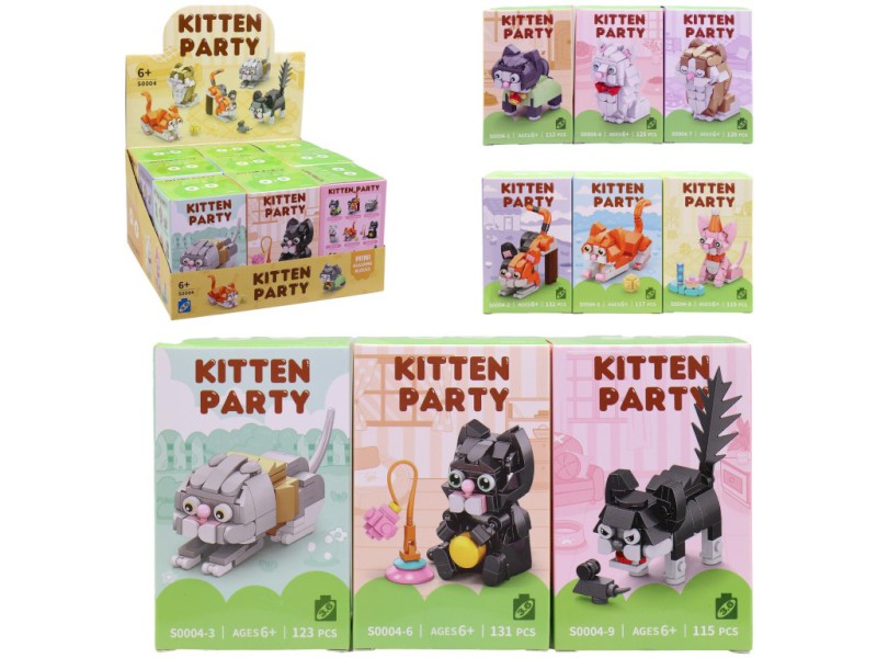 Stavebnice, kostky zvířátka, 9 ks v display boxu