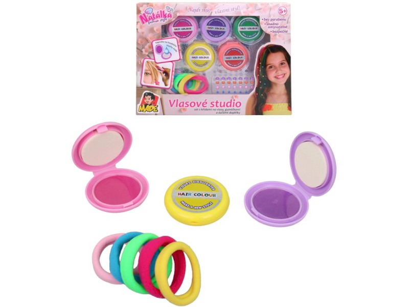 20790 - Vlasové studio, set s barvami na vlasy, gumičkami a doplňky, 26,5 x 3 x 20 cm