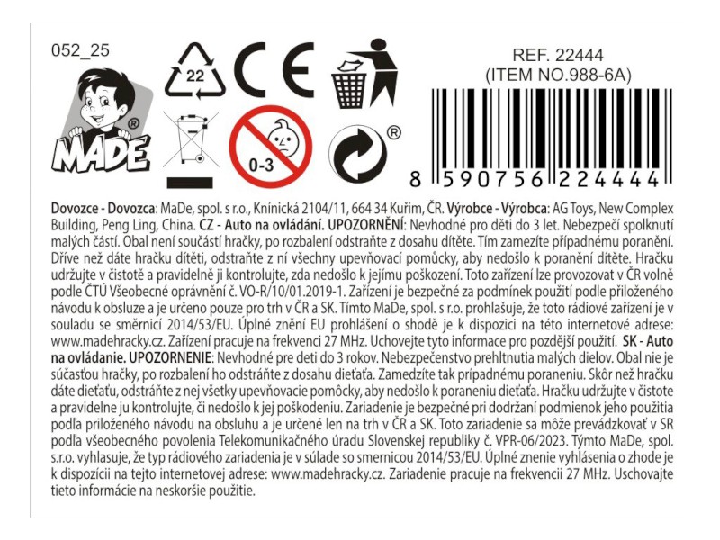 Auto na ovládání 1:24