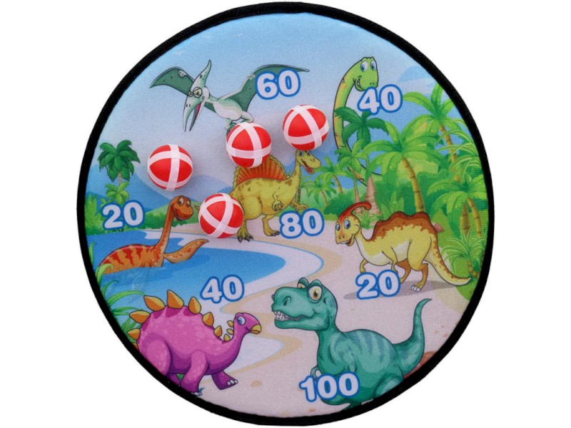 15120 - Terč s dinosaury a míčky na suchý zip, 36 x 36 cm