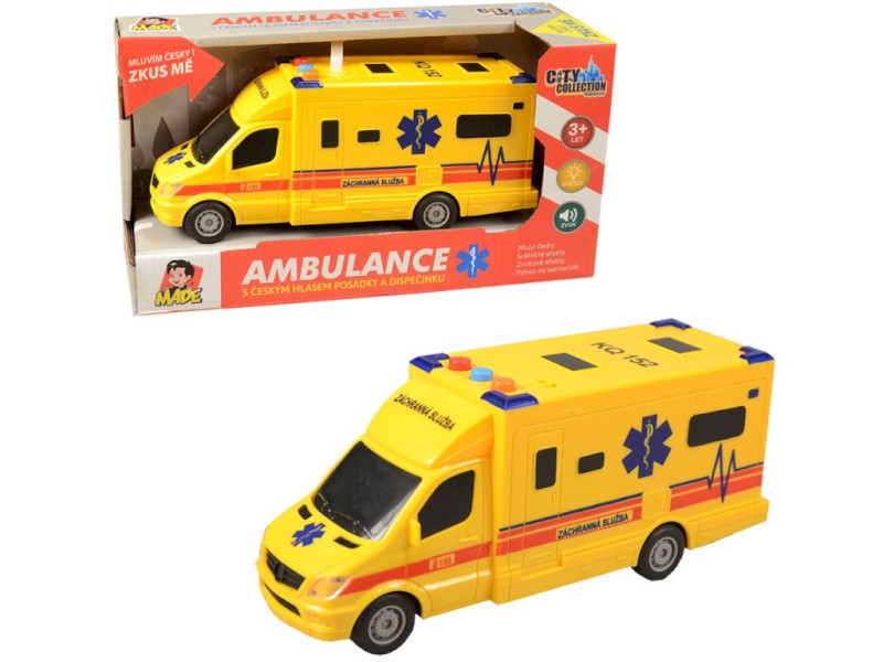 07631 - Sanitka na setrvačník, na baterie se světlem a zvukem, 8 x 19 x 6 cm