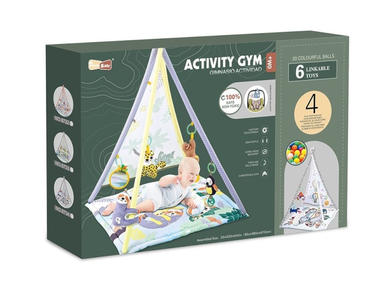 11465 - Podložka - stan, s hudbou, míčky a doplňky,  85 x 85 x 112 cm