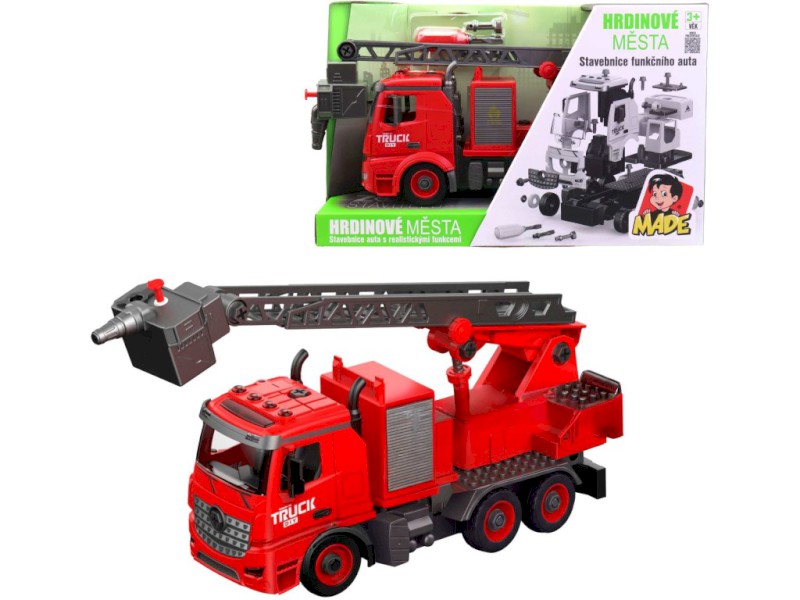Auto hasiči k sestavení, světlo a zvuk, baterie, 30 cm