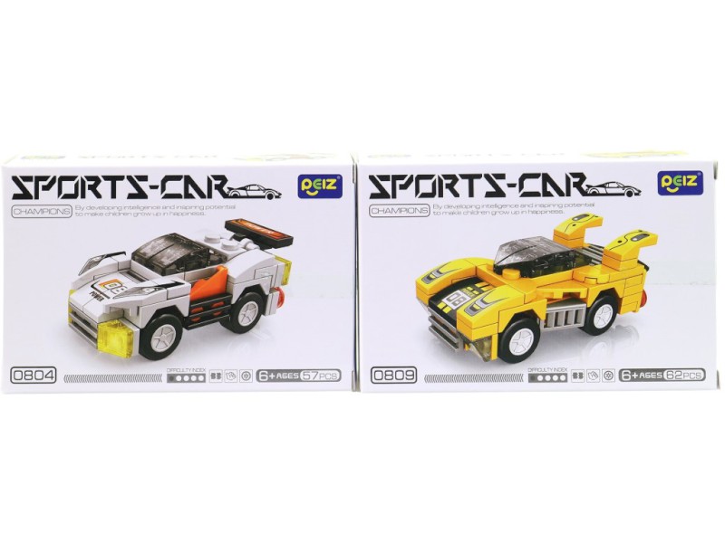 Kostky závodní auta, 16 ks v display boxu