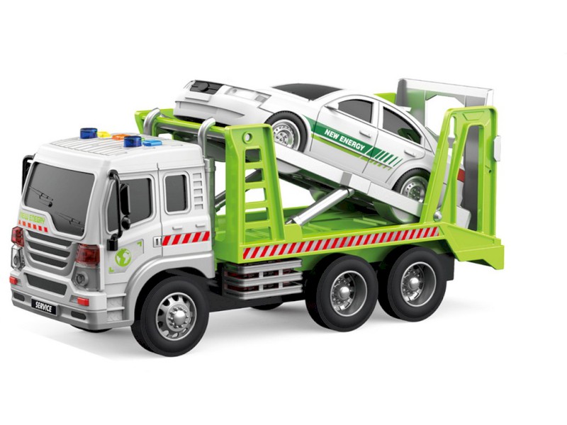 16872 - Auto odtahovka s autem, na setrvačník, se světlem a zvukem