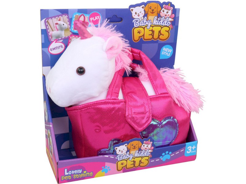 16536 - Jednorožec v tašce, bílý, 22 cm