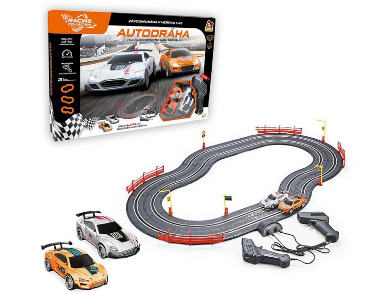 14500 - Autodráha 240 cm, dvě auta, USB, rozměr 90 x 65 cm