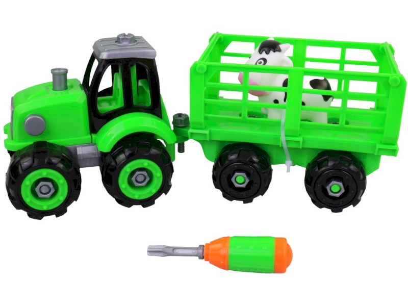 Traktor s vlečkou, šroubovací, 32,5 x 12 x 13 cm