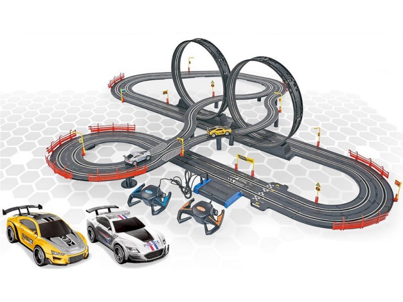 11194 - Autodráha 790 cm ( 155 x 130 x 36 cm ) se dvěma auty, na baterie