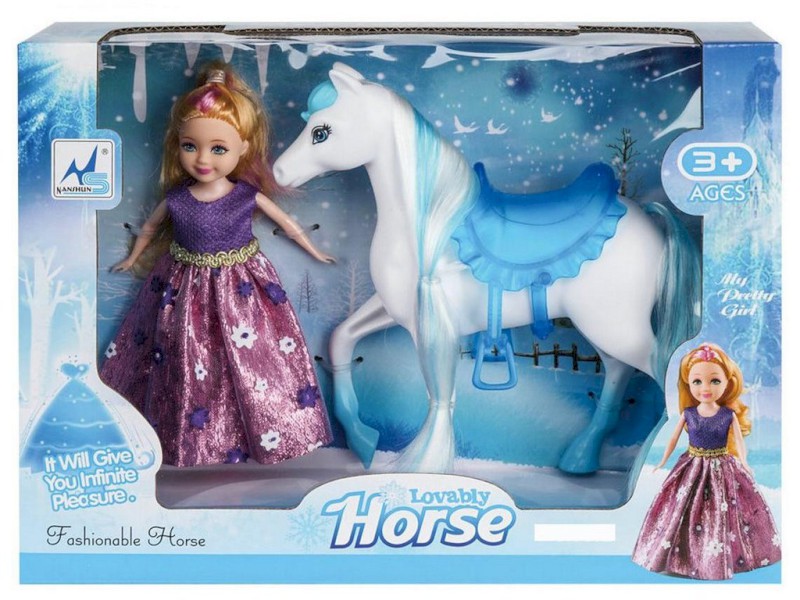 07741 - Panenka s koněm, 15 cm