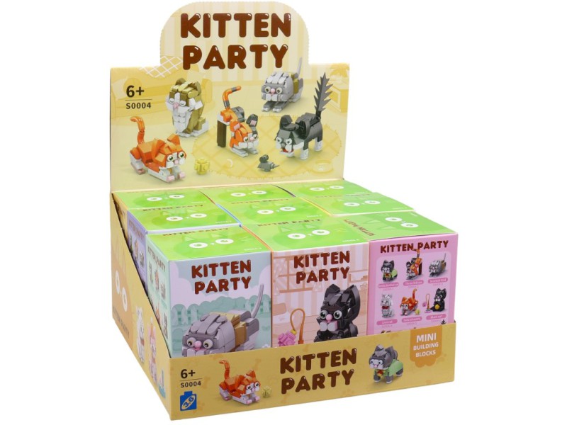 Stavebnice, kostky zvířátka, 9 ks v display boxu