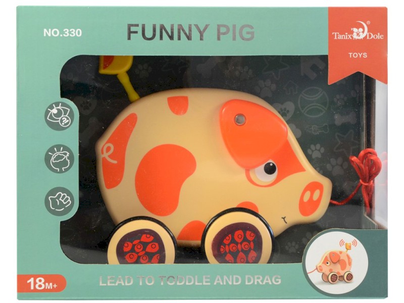 06641 - Prasátko se šňůrkou, 17 cm