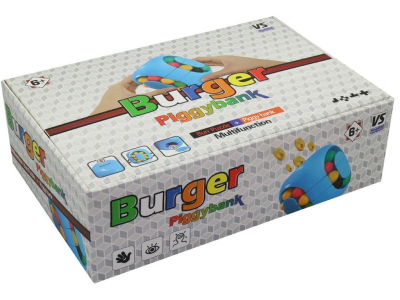 14739 - Kostka magická hamburger - pokladnička, 8 x 8 cm