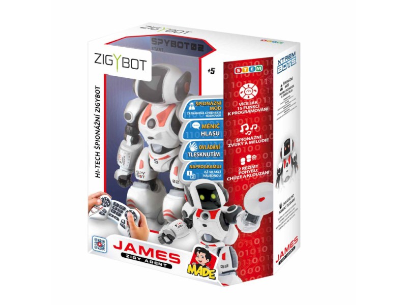 20778 - Robot Zigybot James, špion, programovací, 20 funkcí, 33 x 25 x 13 cm