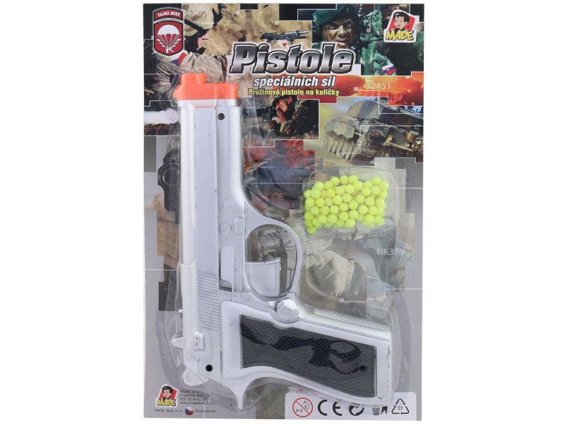 70386 - Pistole na kuličky na kartě na pružinu 21 cm