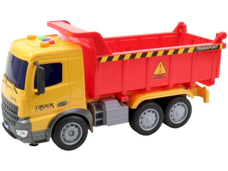 14447 - Auto nákladní na setrvačník, na baterie, se světlem a zvukem, 23 x 8 x 14 cm