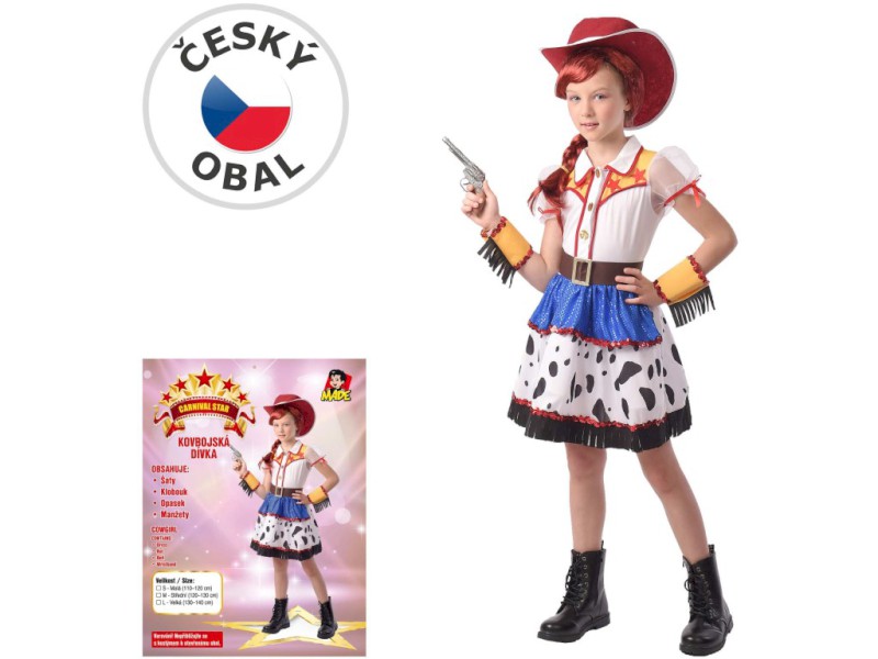 09405 - Šaty na karneval - kovbojská dívka, 110 - 120 cm