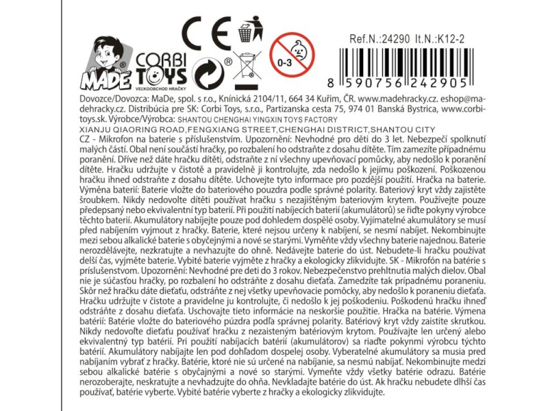 Mikrofon s bateriemi Mikrofon s bateriemi