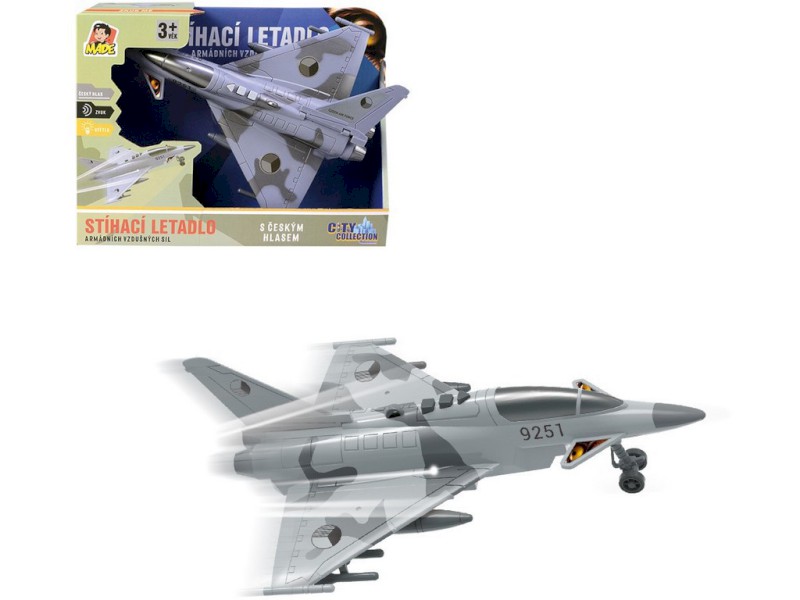 Made Stíhací letadlo na setrvačník na baterie se světlem a zvukem