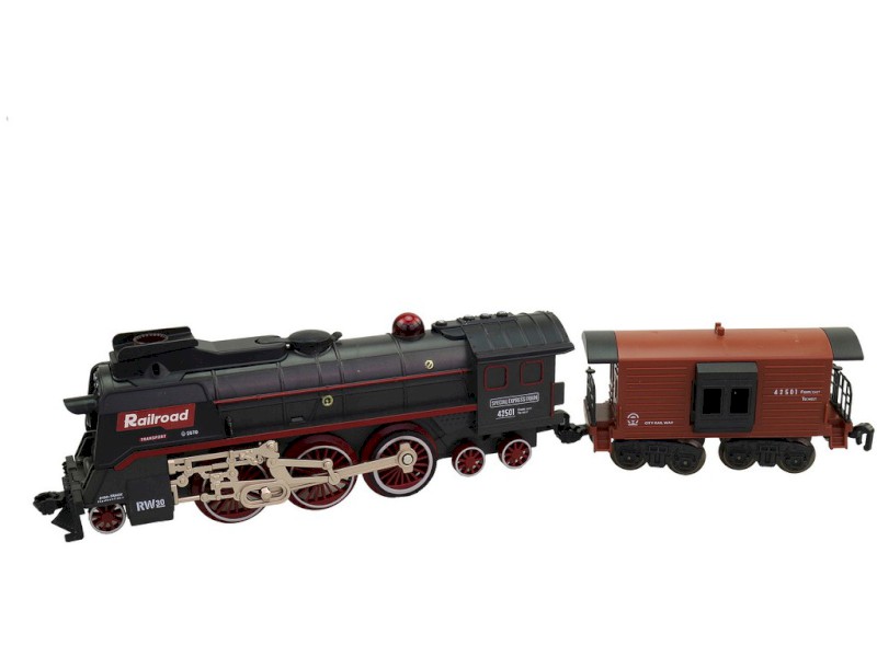 16333 - Vlaková souprava, parní, na baterie, světlo, zvuk, 68 kusů, 151 x 92,5 cm