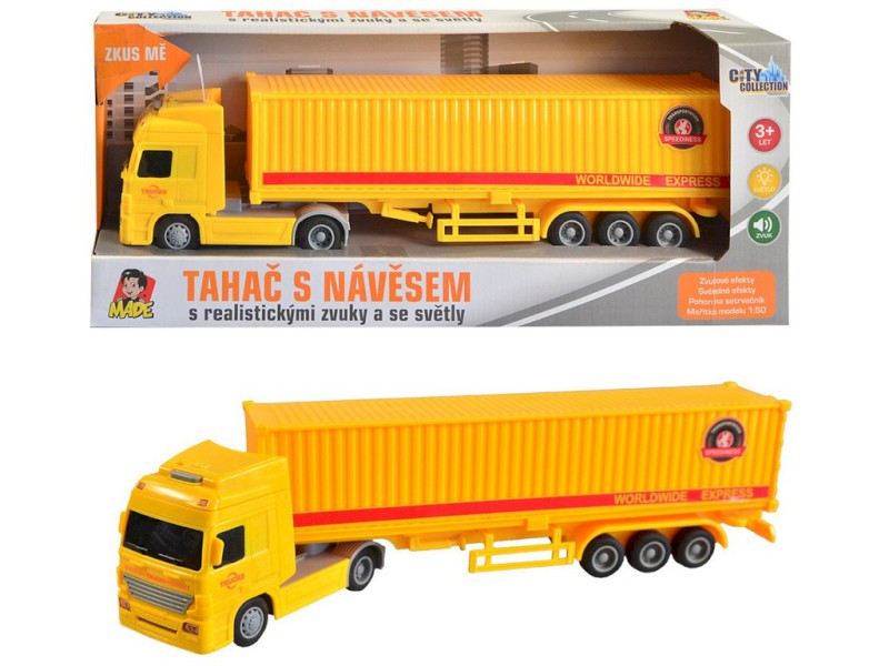 08433 - Kamion s kontejnerem na setrvačník, 33 x 5 x 8 cm