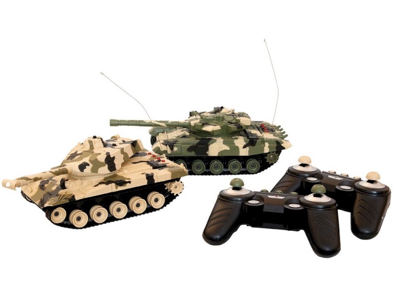 02048 - MaDe Tank 2 ks na ovládání s pojízdnými pásy 27cm, nabíjecí baterie součástí