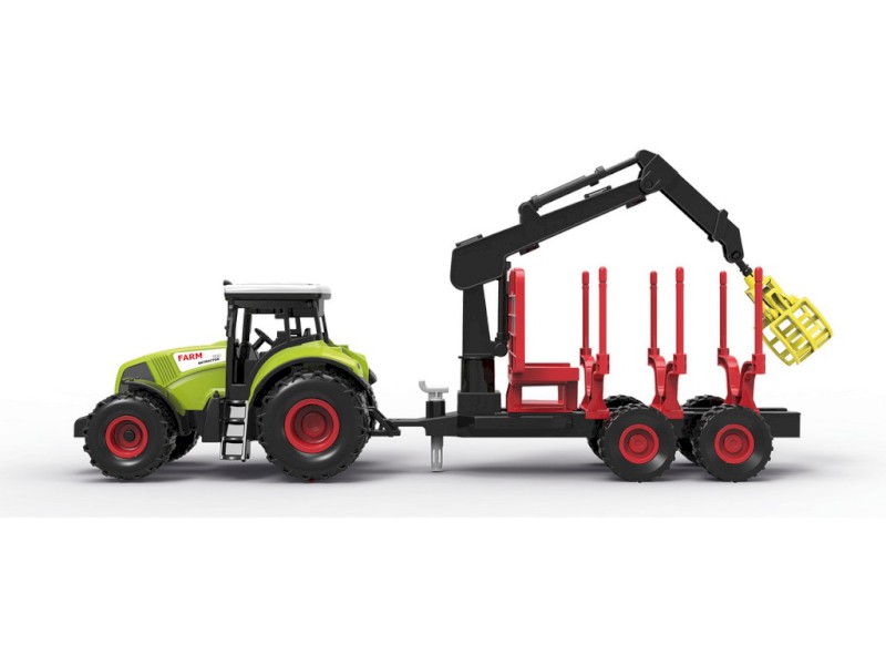 07213 - MaDe Traktor s přívěsem, ramenem, zelená
