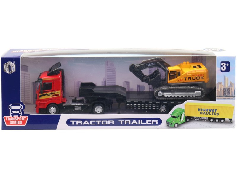 Auto s přívěsem a bagrem, 26 cm