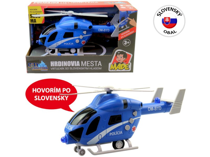 MaDe Vrtulník policejní SK na setrvačník, na baterie se světlem a zvukem, 20 cm