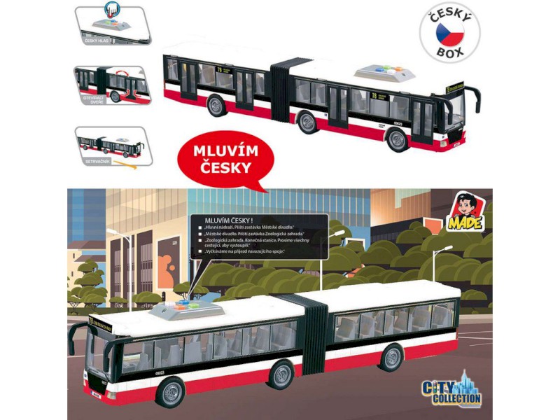 09023 - MaDe Autobus na setrvačník 44 cm, mluví česky, hlásí zastávky, CZ design