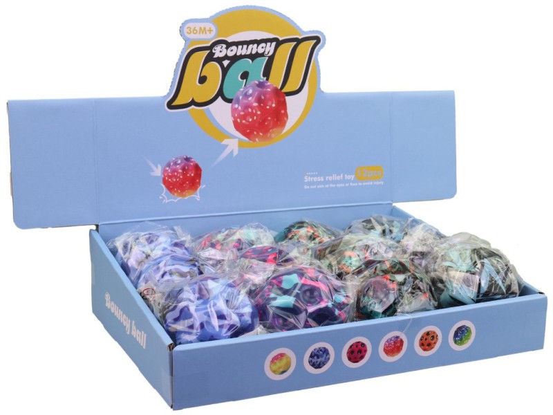 Míček elastický, 12 ks v display boxu, 8 cm