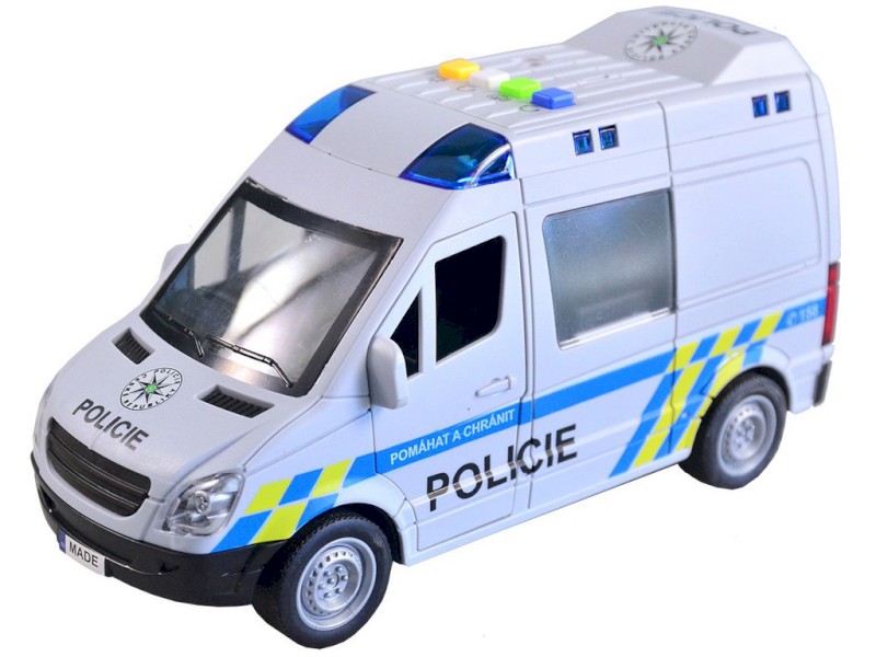MaDe Auto policejní dodávka, na setrvačník s reálným hlasem posádky, 21 cm