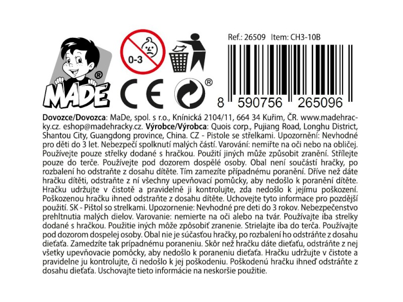Pistole se střelkami, 22 cm