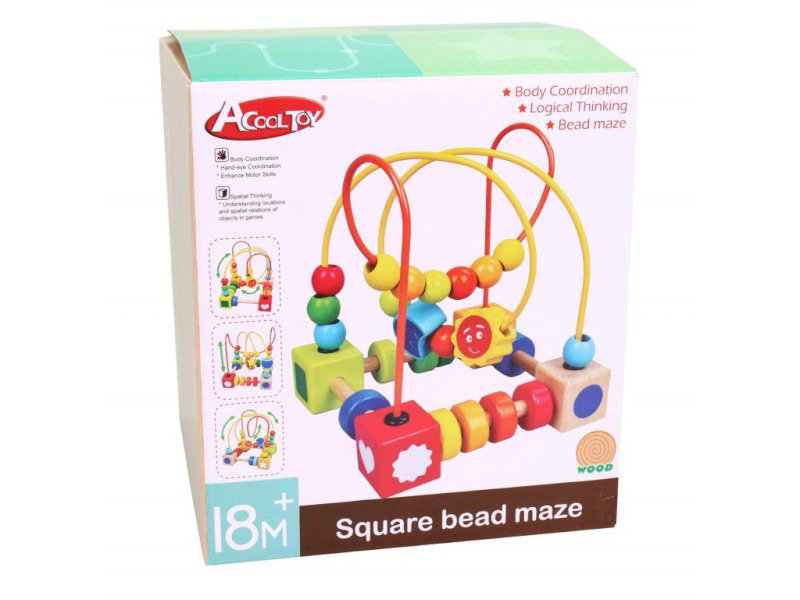 20295 - Dřevěný motorický labyrint, 15 x 15 x 17 cm