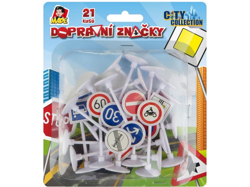 89491 - Dopravní značky na kartě 21 ks, 18 x 16 cm