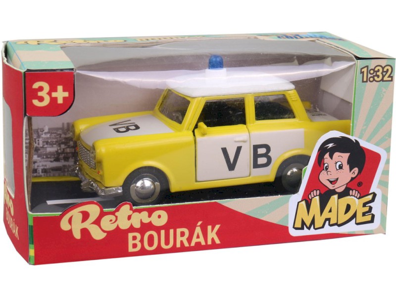 Auto Trabant-policejní, kovový, 12 cm