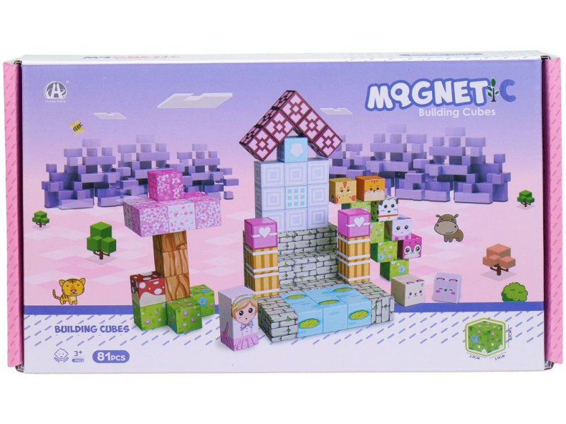 Magnetické kostky stavebnice, 81 dílů