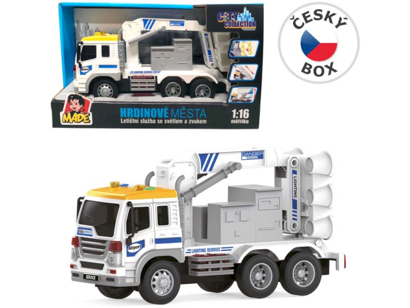 20625 - Auto letištní služby, vysunovací navigační světlo, na baterie, světlo a zvuk, 26 cm