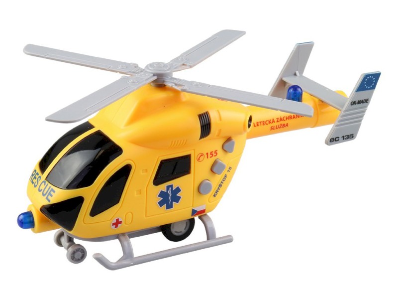 07635 - MaDe Vrtulník záchranný na setrvačník se světlem a zvukem, 20 cm