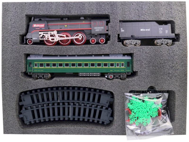 20539 - Vlaková souprava, parní lokomotiva, na baterie, světlo a zvuk, 92 x 92 cm