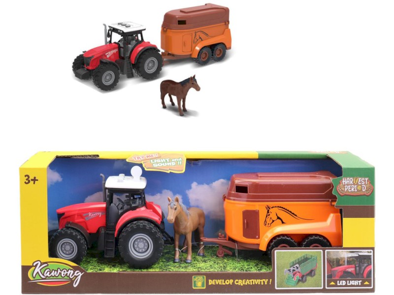 Traktor s přívěse pro převoz koní, na baterie, 15 cm