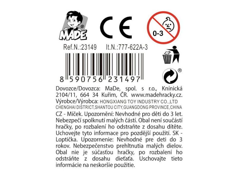 Míčky 7 cm, 3 ks v síťce