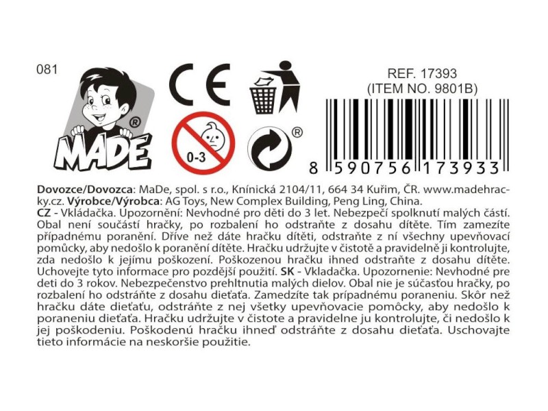 17393 - Pyramida opička vkládačka, 14 x 14 x 24 cm