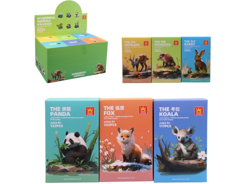 Kostky diorama zvířátka, 6 ks v display boxu