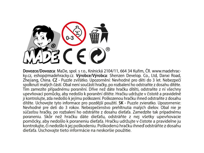 Puzzle zvířátka, 30 x 21 cm