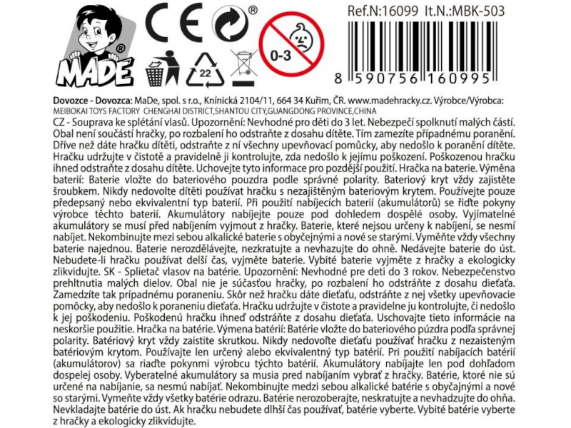 16099 - Souprava ke splétání vlasů, 25,8 x 5,2 x 33,8
